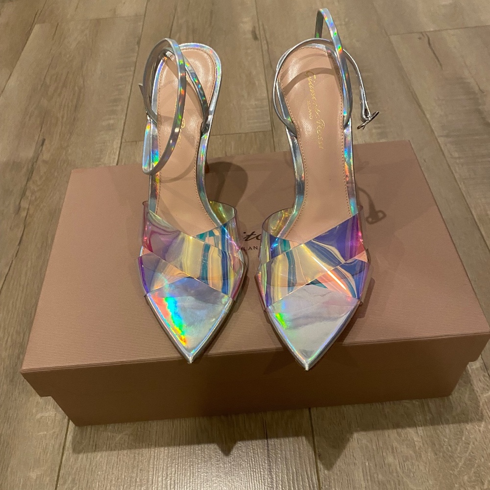 Gianvito Rossi Holographic Slingback Sandals